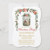 Watercolor Winter Floral Mason Jar Weihnachtsfest Einladung (Vorderseite)