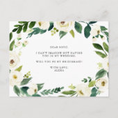 Watercolor Winter Floral Wreath Junior Bridesmaid Ankündigungspostkarte (Rückseite)