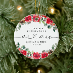 Watercolor Winter Florals Neueste Weihnachten Keramik Ornament
