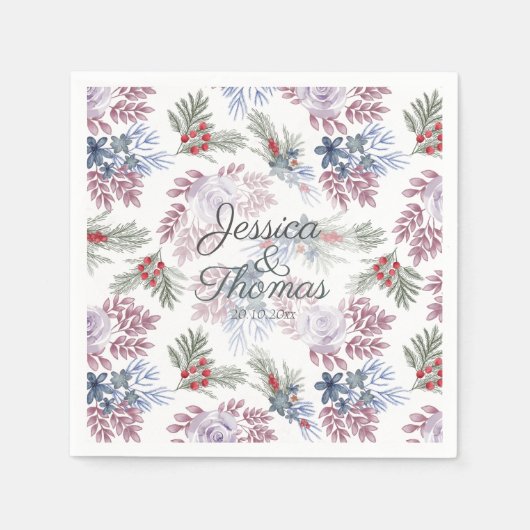 Watercolor Winter foliage Wedding Napkins Serviette (Vorderseite)