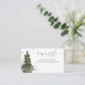 Watercolor Winter Forest Blue Diaper Raffel Ticket Begleitkarte (Stehend Vorderseite)
