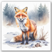 Watercolor Winter Fox Sticker (Vorderseite)