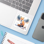 Watercolor Winter Fox Sticker (Laptop mit iPhone)