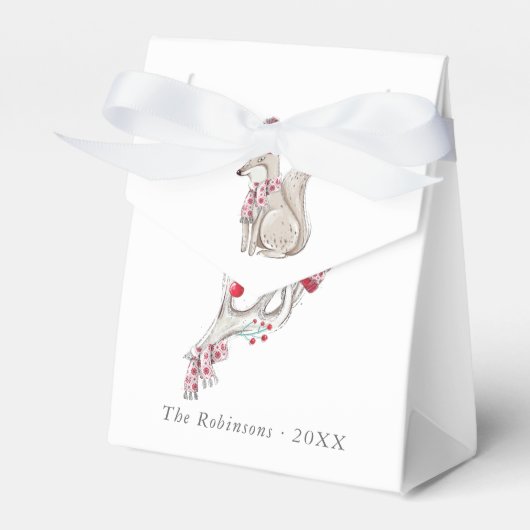 Watercolor Winter Fox Weihnachten Geschenkschachtel (Vorderseite)