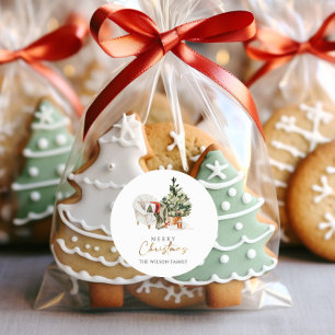 Watercolor Winter Gemütliche Weihnachten Runder Aufkleber