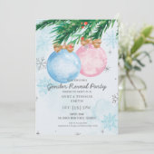 Watercolor Winter Gender Reveal Baby Shower Einladung (Stehend Vorderseite)
