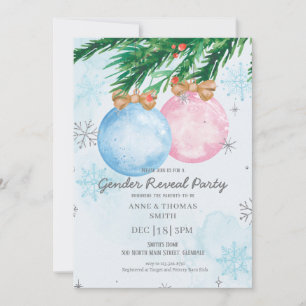 Watercolor Winter Gender Reveal Baby Shower Einladung