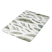 Watercolor Winter Green Seamless Muster Badematte (Schrägansicht)