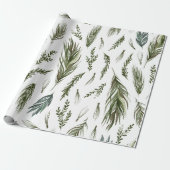 Watercolor Winter Green Seamless Muster Geschenkpapier (Ungerollt)