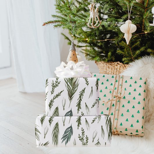 Watercolor Winter Green Seamless Muster Geschenkpapier