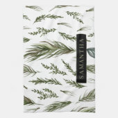 Watercolor Winter Green Seamless Muster Geschirrtuch (Vertikal)