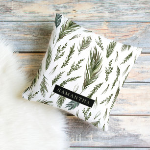 Watercolor Winter Green Seamless Muster Kissen