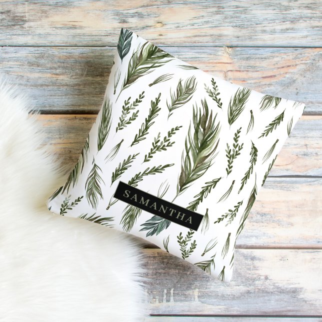 Watercolor Winter Green Seamless Muster Kissen (Von Creator hochgeladen)