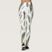Watercolor Winter Green Seamless Muster Leggings (Rückseite)