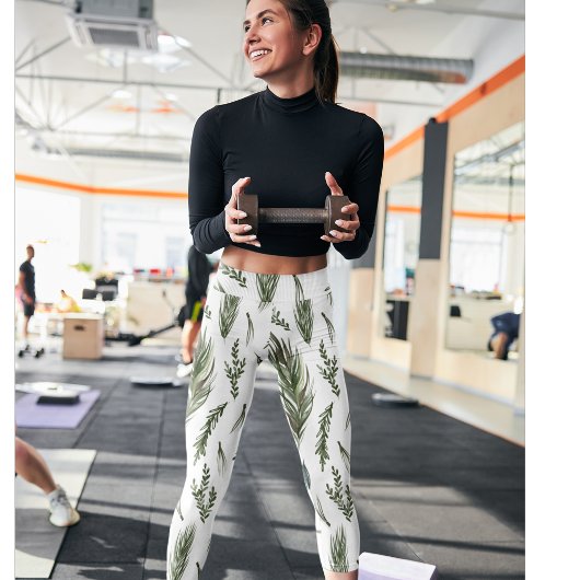 Watercolor Winter Green Seamless Muster Leggings