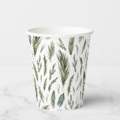 Watercolor Winter Green Seamless Muster Pappbecher (Vorderseite)