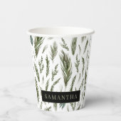 Watercolor Winter Green Seamless Muster Pappbecher (Rückseite)