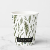 Watercolor Winter Green Seamless Muster Pappbecher (Vorderseite)