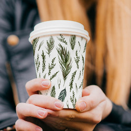 Watercolor Winter Green Seamless Muster Pappbecher