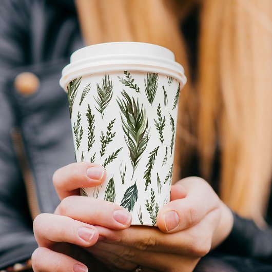 Watercolor Winter Green Seamless Muster Pappbecher