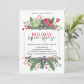 Watercolor Winter Greenerity Holiday Open House Einladung (Stehend Vorderseite)