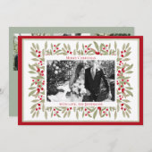 Watercolor Winter Greenerity Rahmen Weihnachtskart Dankeskarte (Vorne/Hinten)