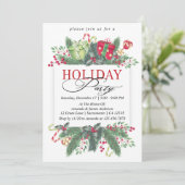 Watercolor Winter Greenery Feiertag Einladung (Stehend Vorderseite)