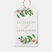 Watercolor Winter Greenery Moderne Weihnachten Geschenkanhänger (Vorderseite)