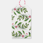 Watercolor Winter Greenery Moderne Weihnachten Geschenkanhänger (Rückseite)