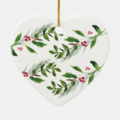 Watercolor Winter Greenery Moderne Weihnachten Keramik Ornament (Hinten)