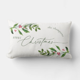 Watercolor Winter Greenery Moderne Weihnachten Lendenkissen