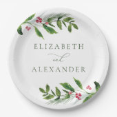 Watercolor Winter Greenery Moderne Weihnachten Pappteller (Vorderseite)