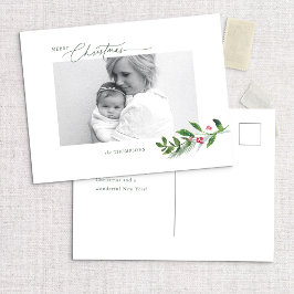 Watercolor Winter Greenery Modernes Weihnachtsfest Postkarte