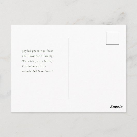 Watercolor Winter Greenery Modernes Weihnachtsfest Postkarte (Rückseite)