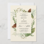 Watercolor Winter Greenery Posponed Wedding Einladung (Vorderseite)