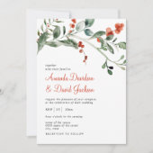 Watercolor Winter Greenery & Red Berries Wedding Einladung (Vorderseite)