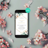 Watercolor Winter Hexagonal Frame Wedding Einladung