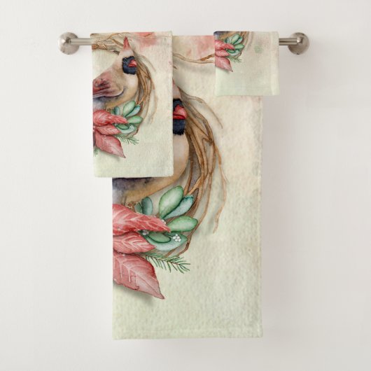 Watercolor Winter Kardinal Badhandtuch Set (Insitu)