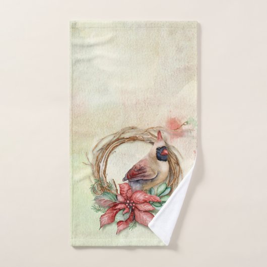 Watercolor Winter Kardinal Badhandtuch Set (Handtuch)