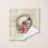 Watercolor Winter Kardinal Badhandtuch Set (Waschlappen)
