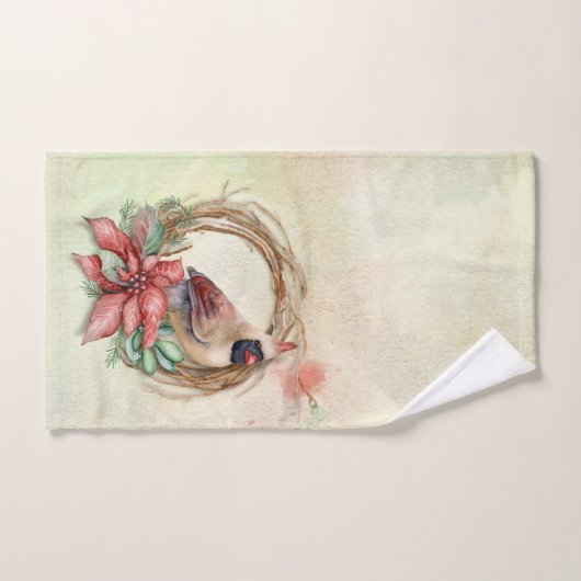 Watercolor Winter Kardinal Badhandtuch Set (Handtuch)