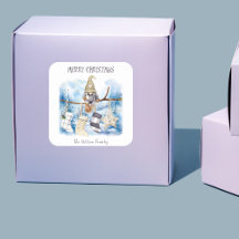 Watercolor Winter Lady Gnome Frohe Weihnachten