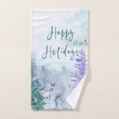 Watercolor Winter Landscape Happy Holidays Badhandtuch Set (Handtuch)