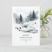 Watercolor Winter Landschaft Weihnachten (Stehend Vorderseite)