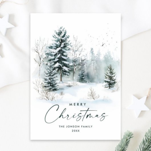 Watercolor Winter Landschaft Weihnachten