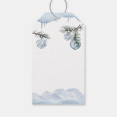 Watercolor Winter Mountain Snowflake Baby Shower Geschenkanhänger (Rückseite)