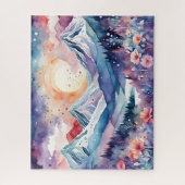 Watercolor Winter Mountains Boho Ästhetische Puzzl Puzzle (Vertikal)