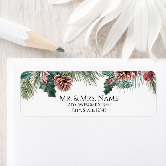 Watercolor winter Pinecones and Holly (Insitu)