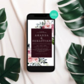 Watercolor Winter Pink Floral Frame Wedding Party Einladung