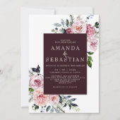 Watercolor Winter Pink Floral Frame Wedding Party Einladung (Vorderseite)